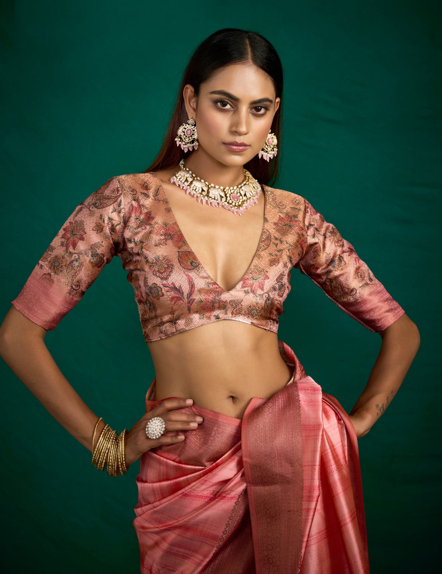 PEACH SUNSET SILK SAREE