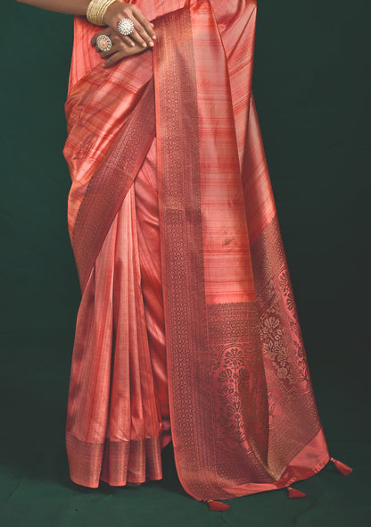 PEACH SUNSET SILK SAREE