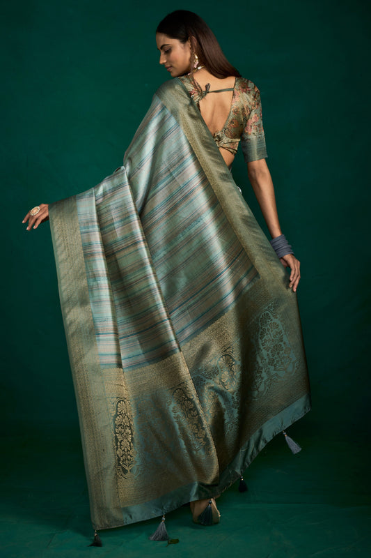 SILVER SAGE SILK SAREE