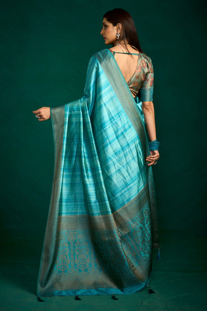 OCEANIC TURQUOISE SILK SAREE