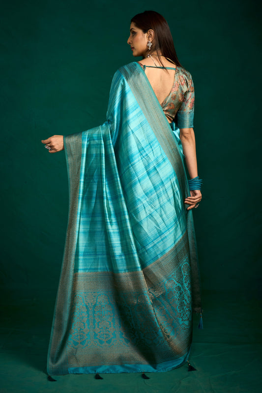 OCEANIC TURQUOISE SILK SAREE