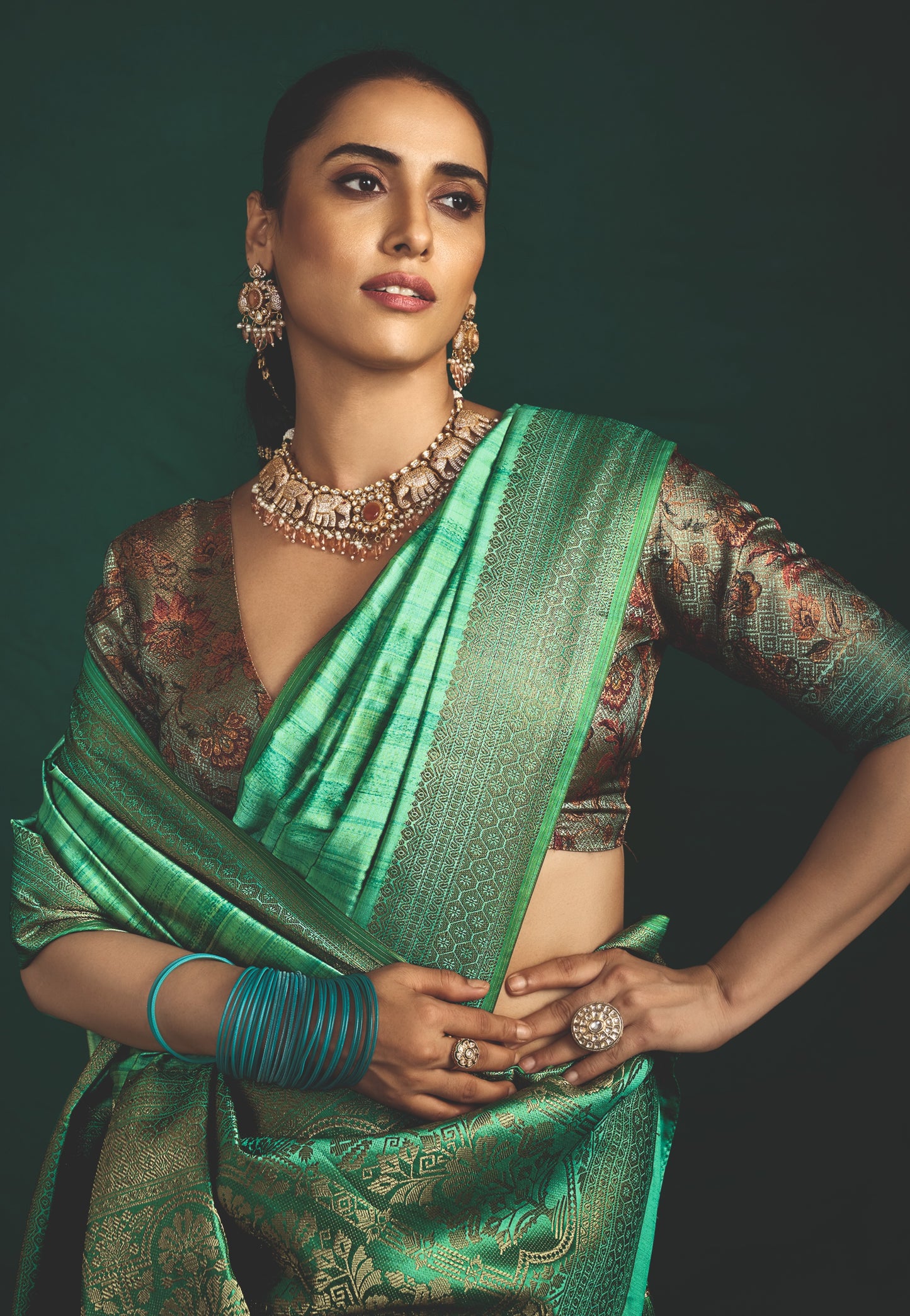 EMERALD MINT SILK SAREE