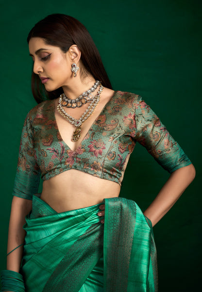 EMERALD MINT SILK SAREE