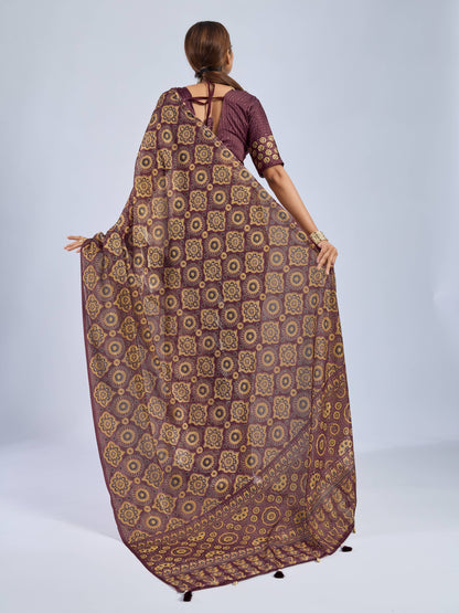 ROYAL BURGUNDY MANDALA GEORGETTE SAREE