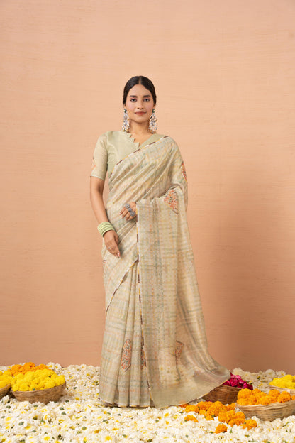 PISTACHIO GREEN SHIMMER ART SAREE