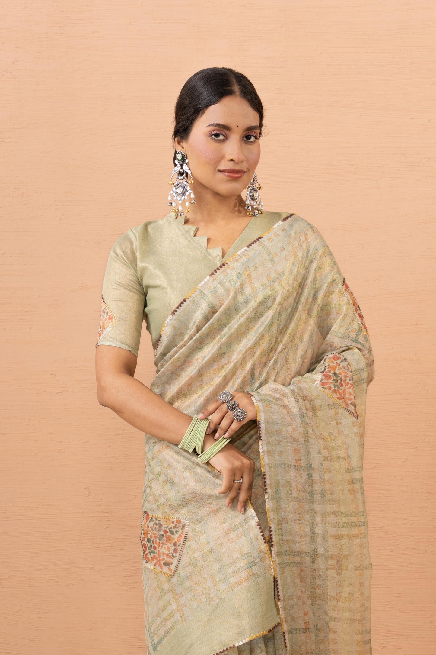 PISTACHIO GREEN SHIMMER ART SAREE