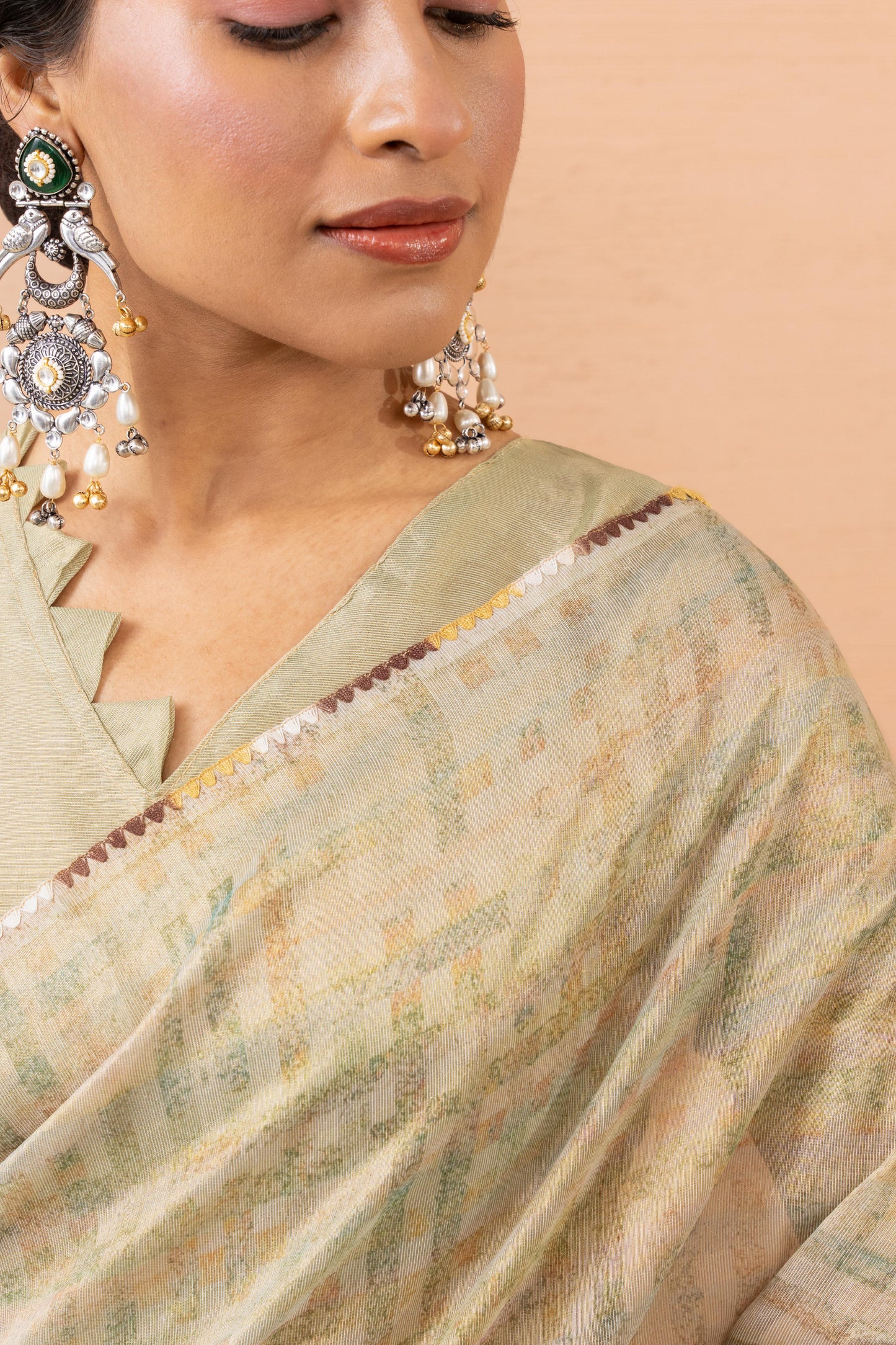 PISTACHIO GREEN SHIMMER ART SAREE