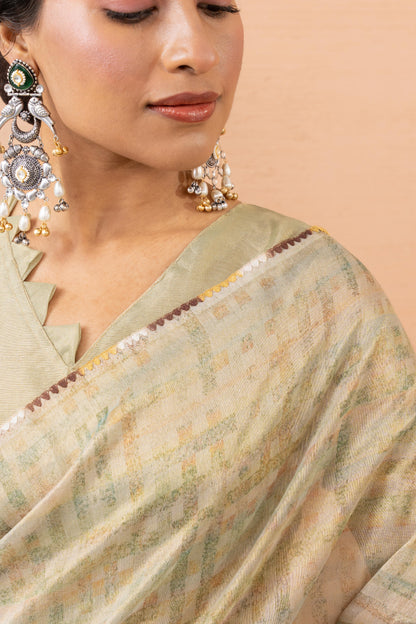 PISTACHIO GREEN SHIMMER ART SAREE
