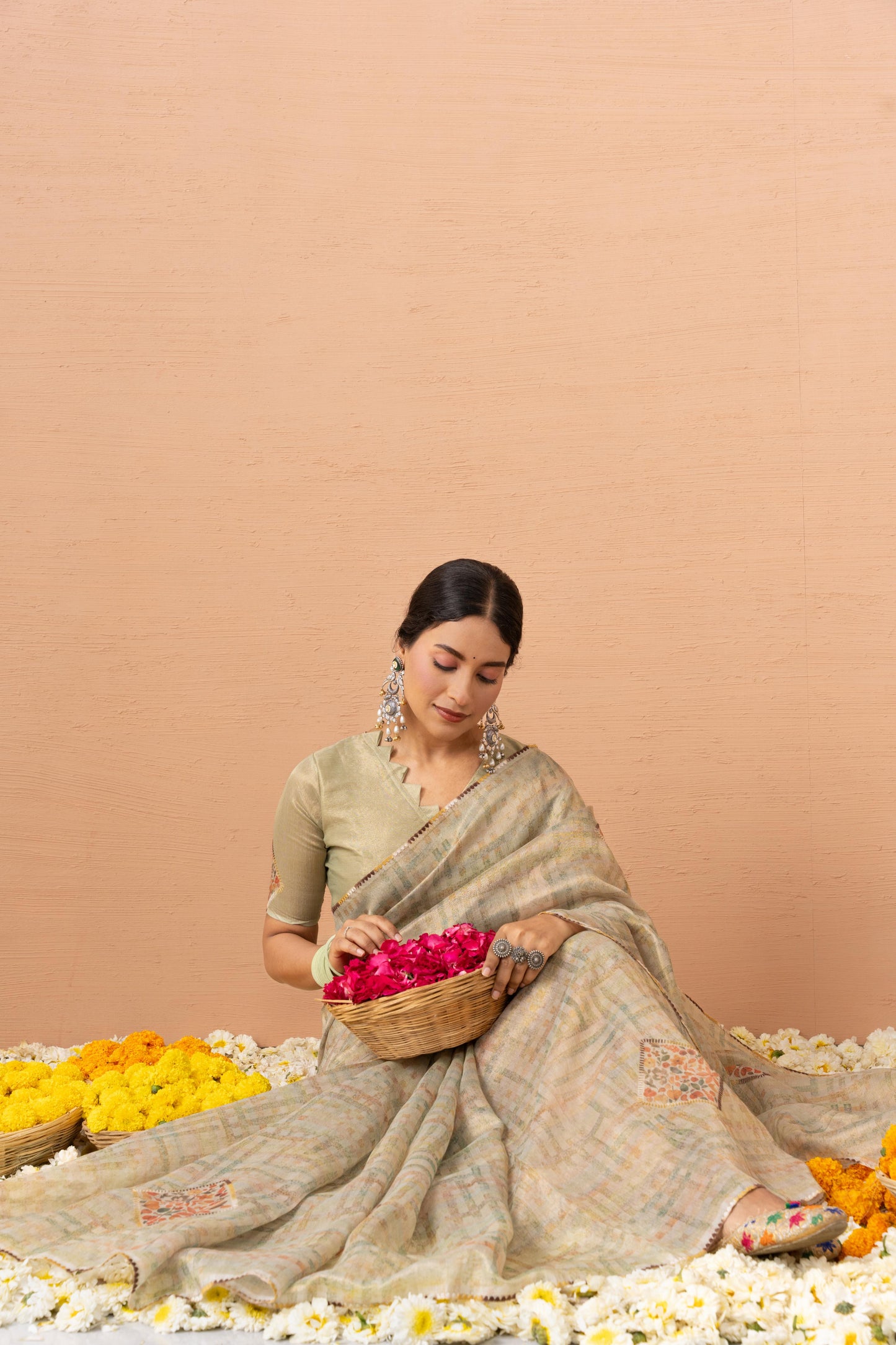 PISTACHIO GREEN SHIMMER ART SAREE