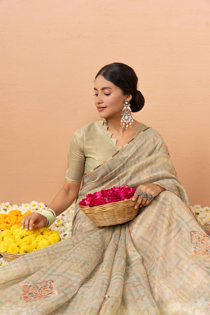 PISTACHIO GREEN SHIMMER ART SAREE