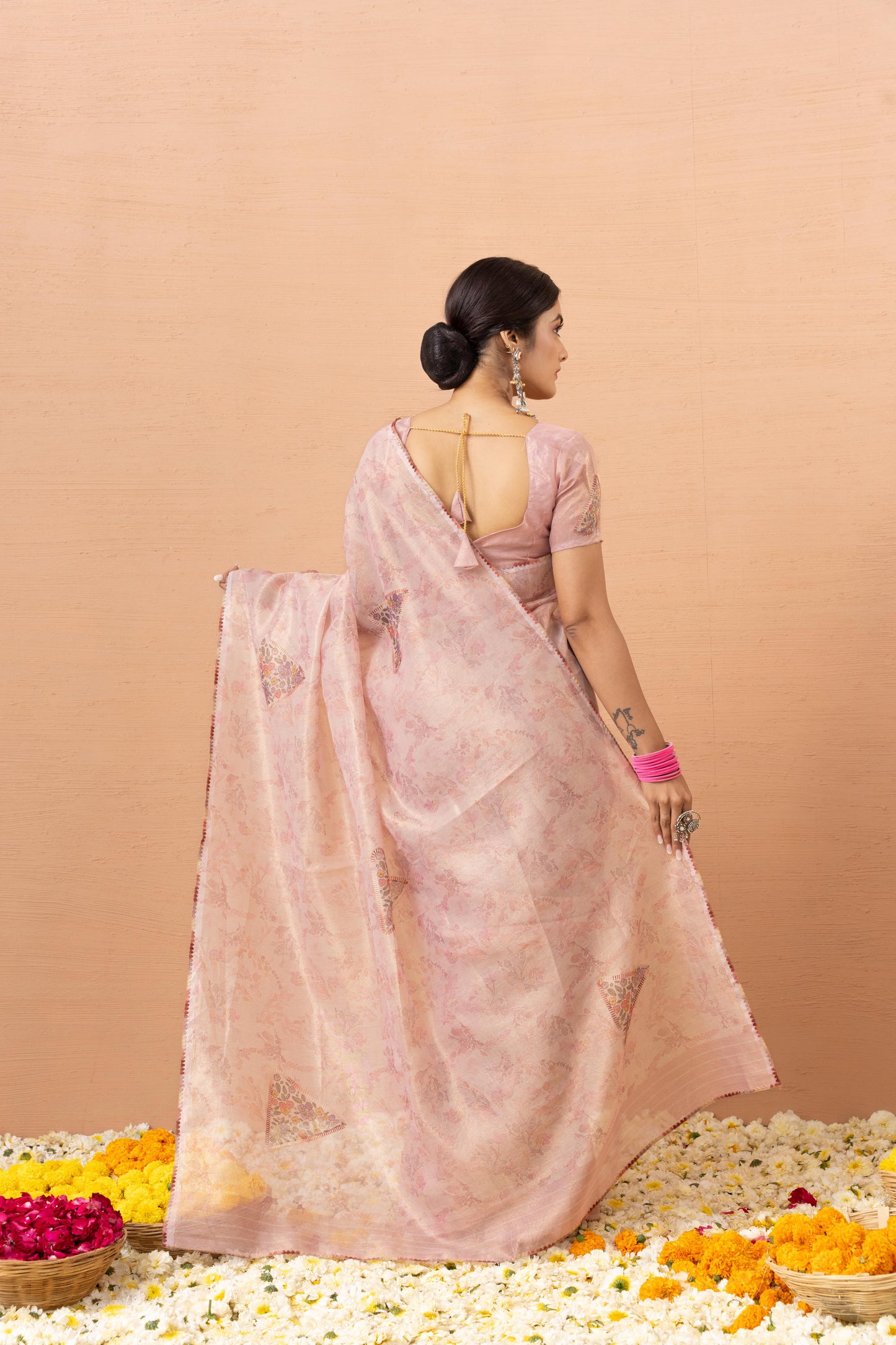 BLUSH ROSE TEXTURED SHIMMER SAREE