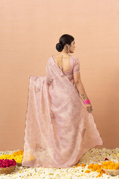 BLUSH ROSE TEXTURED SHIMMER SAREE