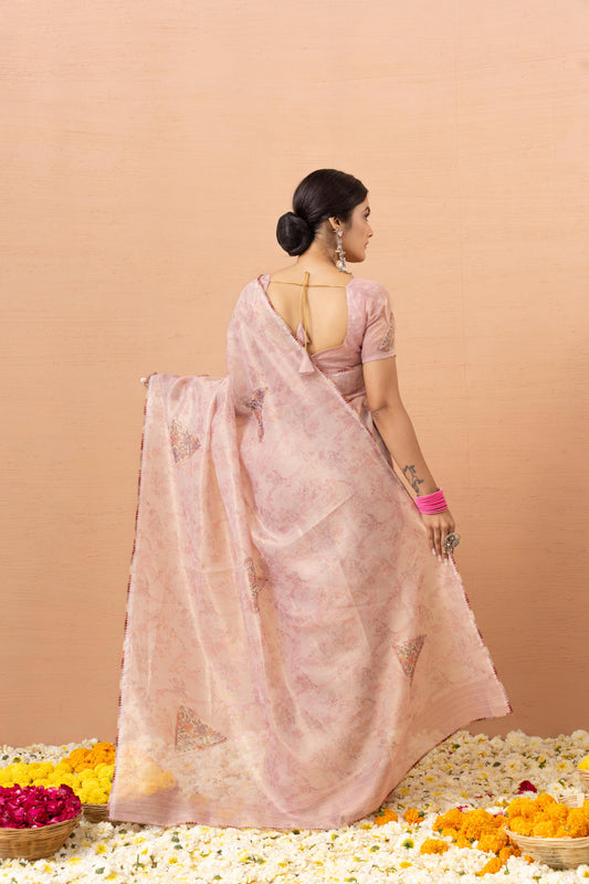 BLUSH ROSE TEXTURED SHIMMER SAREE