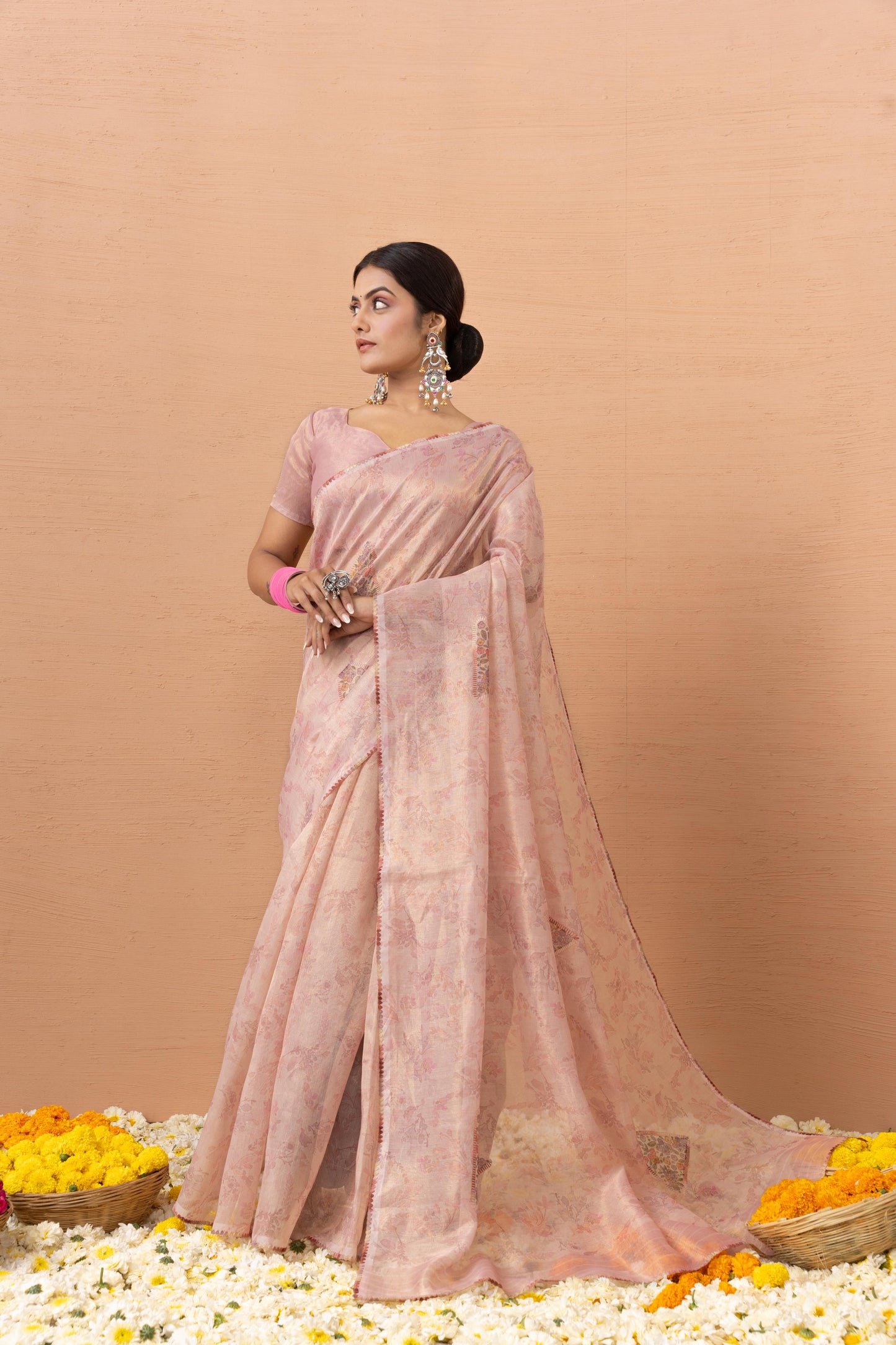 BLUSH ROSE TEXTURED SHIMMER SAREE