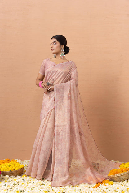 BLUSH ROSE TEXTURED SHIMMER SAREE