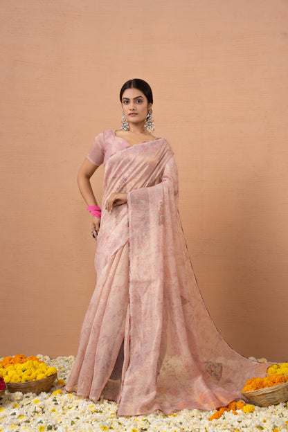 BLUSH ROSE TEXTURED SHIMMER SAREE