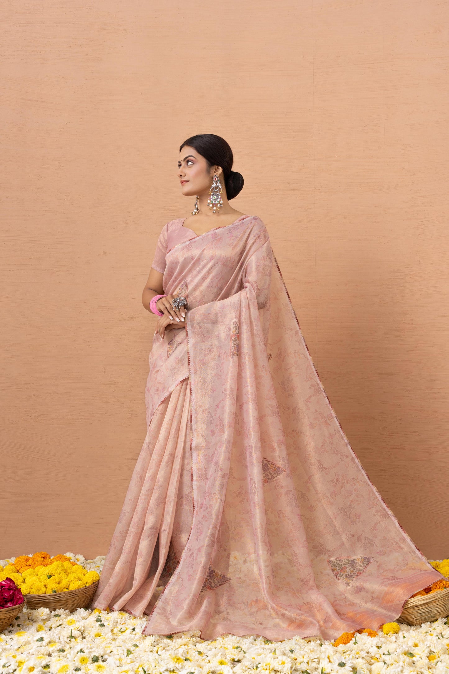 BLUSH ROSE TEXTURED SHIMMER SAREE