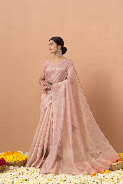 BLUSH ROSE TEXTURED SHIMMER SAREE