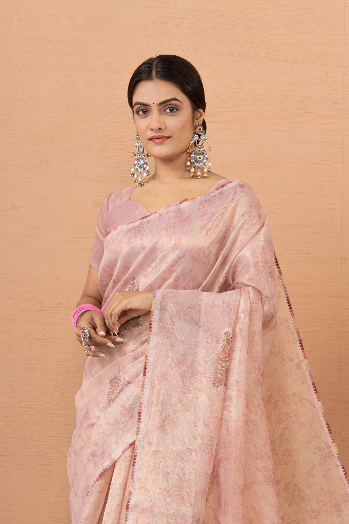 BLUSH ROSE TEXTURED SHIMMER SAREE