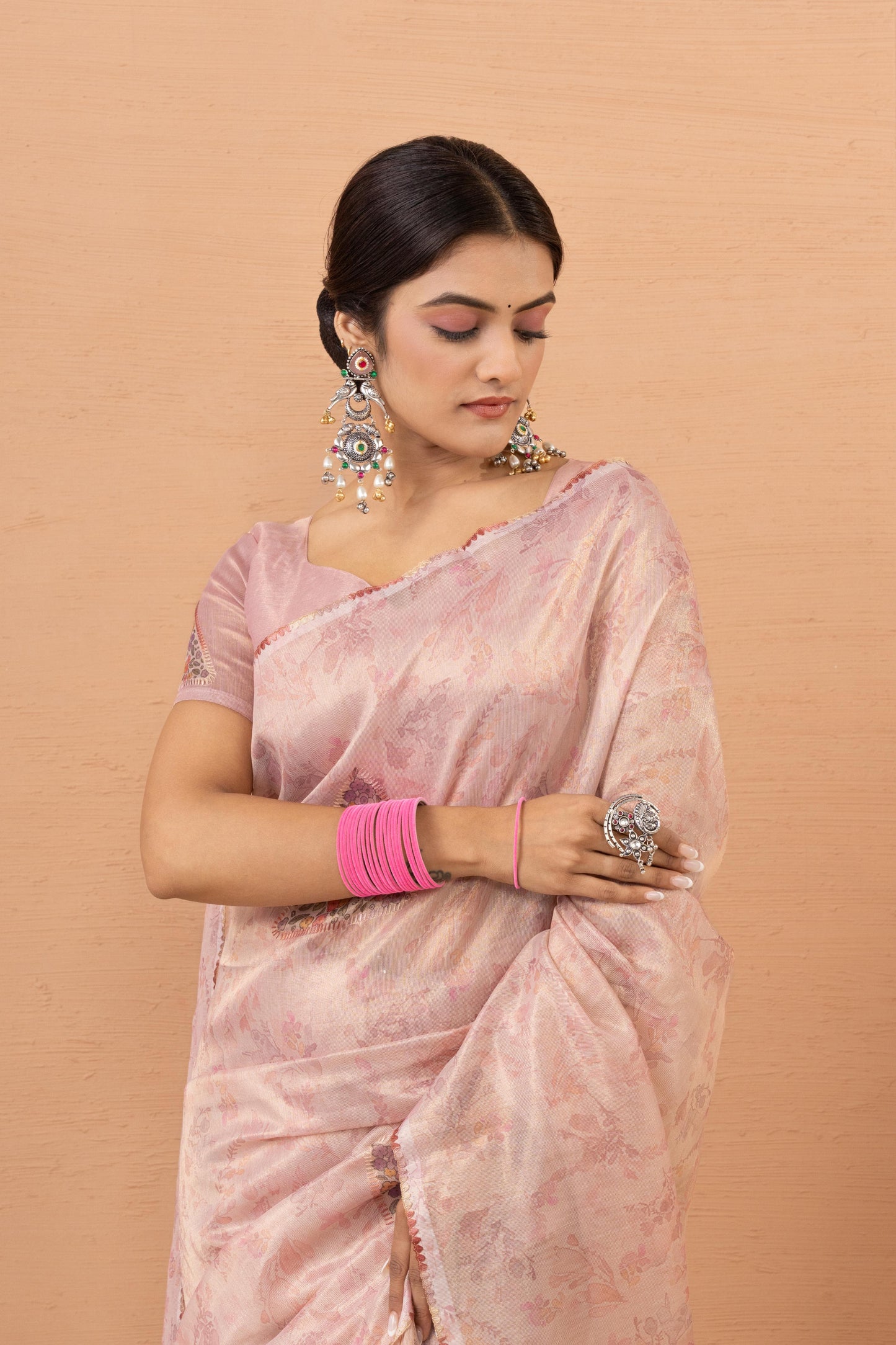 BLUSH ROSE TEXTURED SHIMMER SAREE