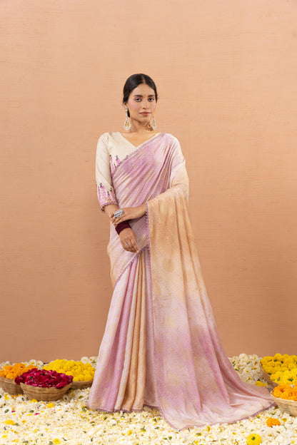 CELESTIAL LAVENDER & PEACH GRADIENT SAREE