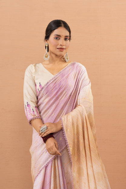 CELESTIAL LAVENDER & PEACH GRADIENT SAREE