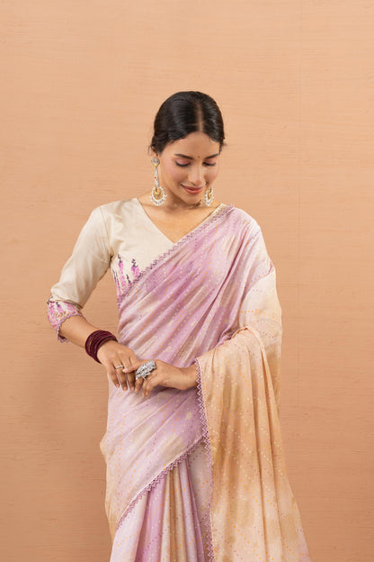 CELESTIAL LAVENDER & PEACH GRADIENT SAREE