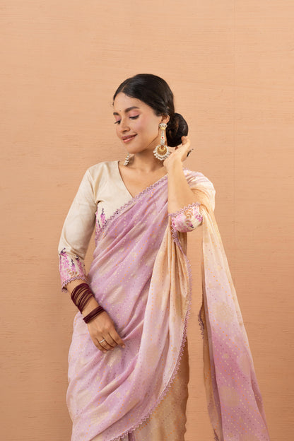 CELESTIAL LAVENDER & PEACH GRADIENT SAREE