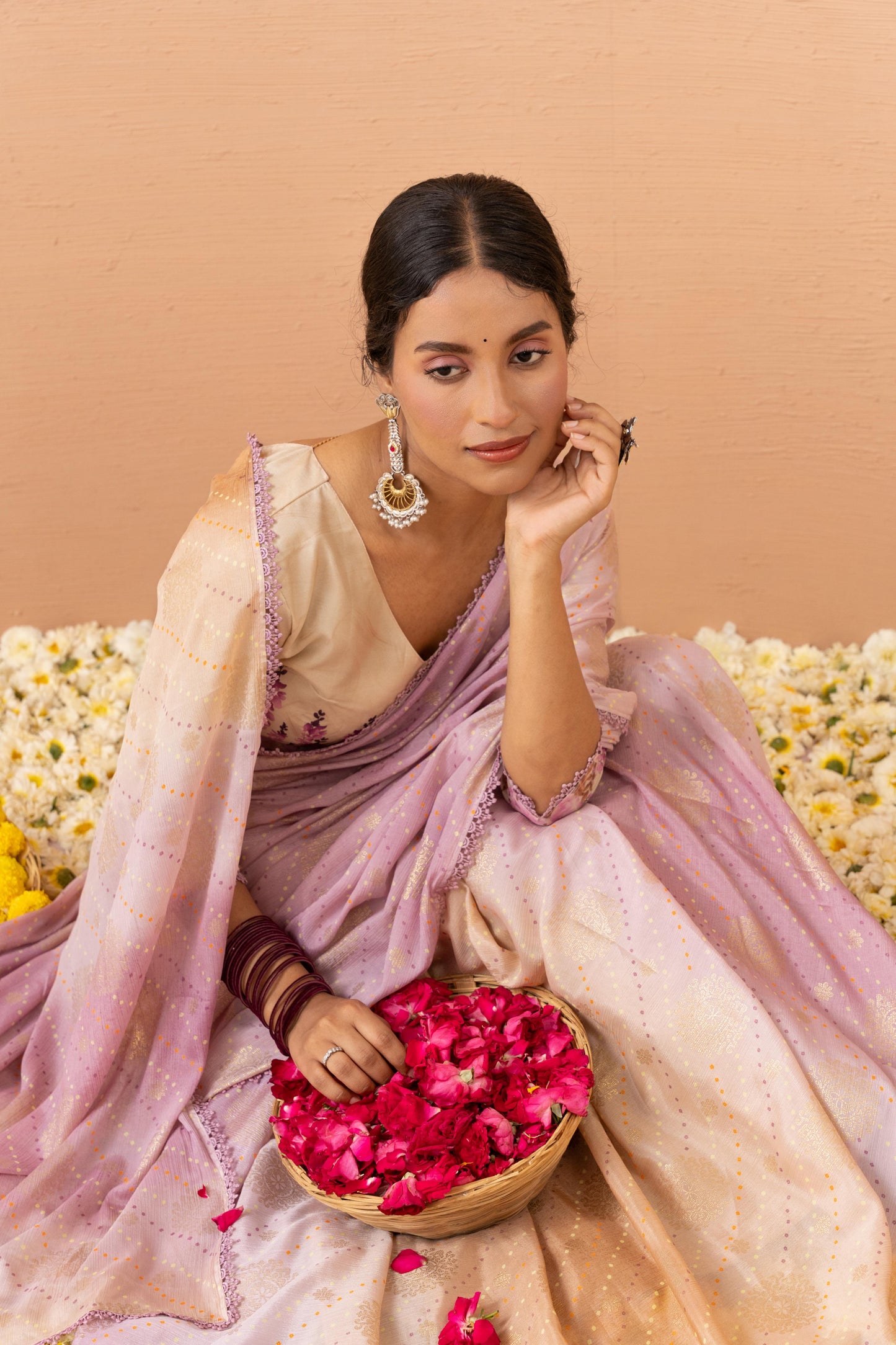 CELESTIAL LAVENDER & PEACH GRADIENT SAREE