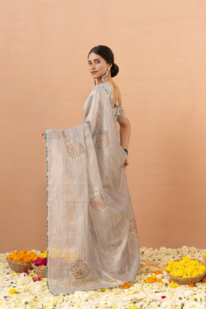 PEARL SILVER SHIMMER ART SAREE