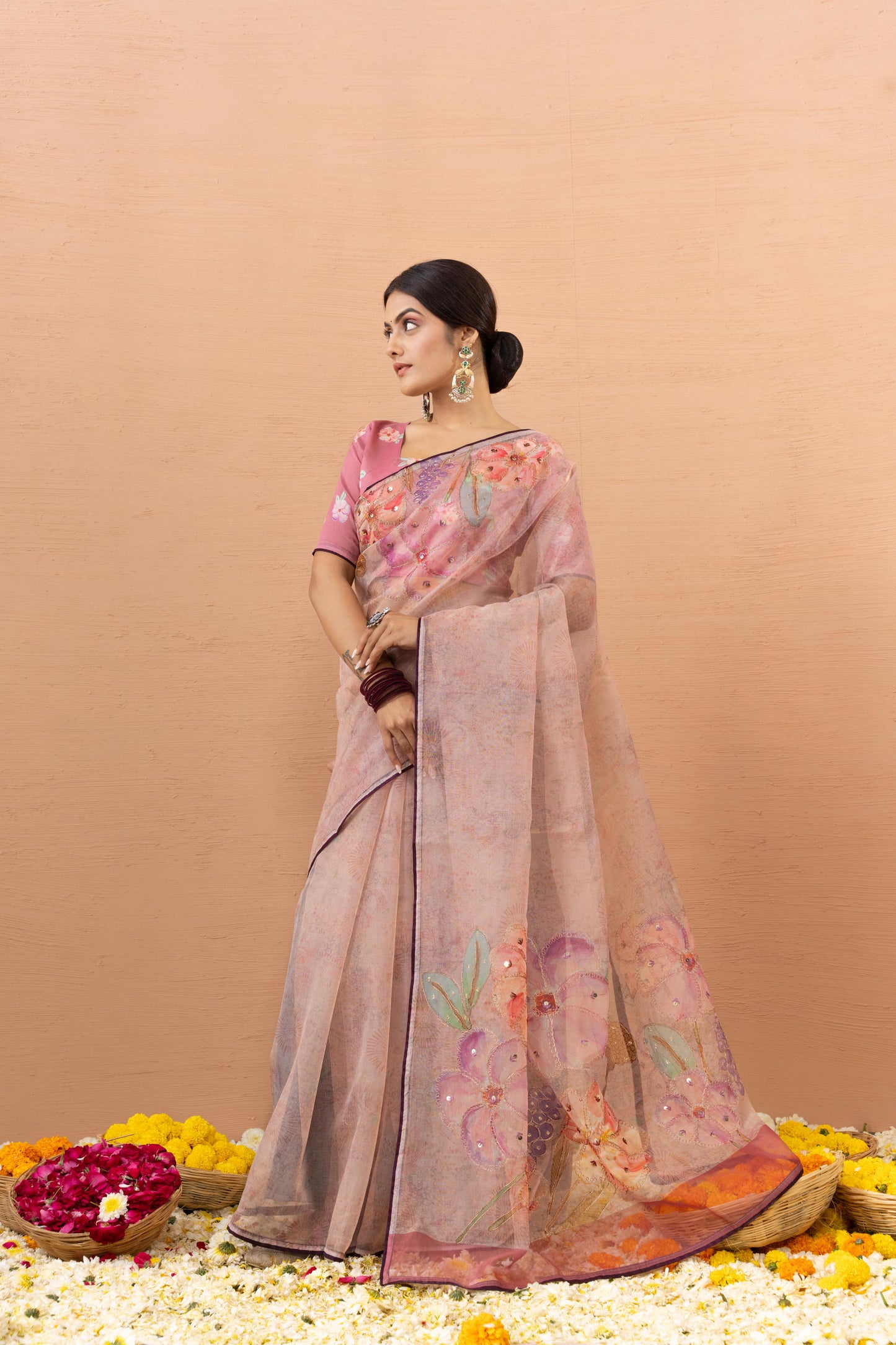 BLUSH BLOOM ORGANZA SAREE