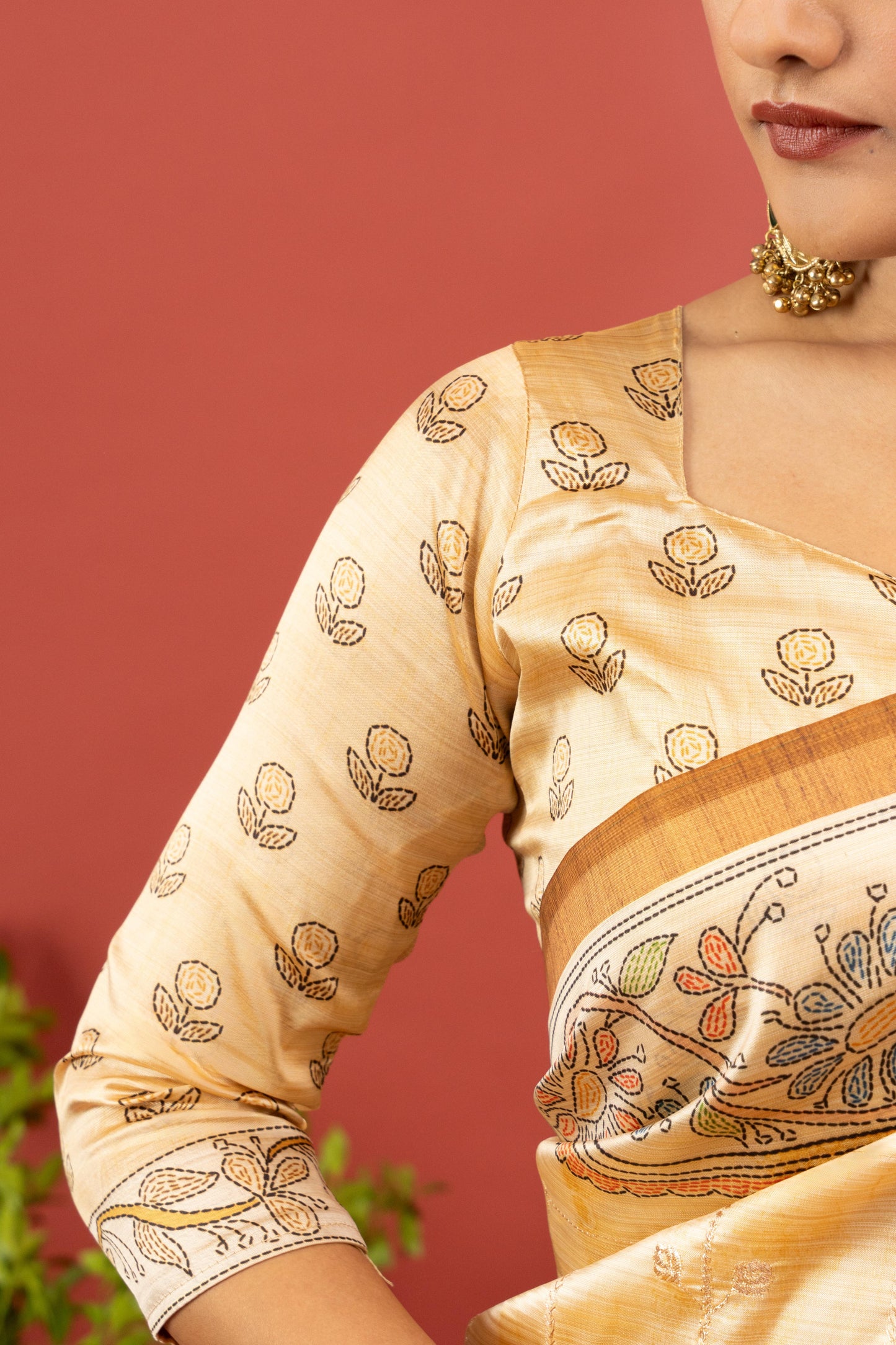 CHAMPAGNE GOLD KALAMKARI SAREE