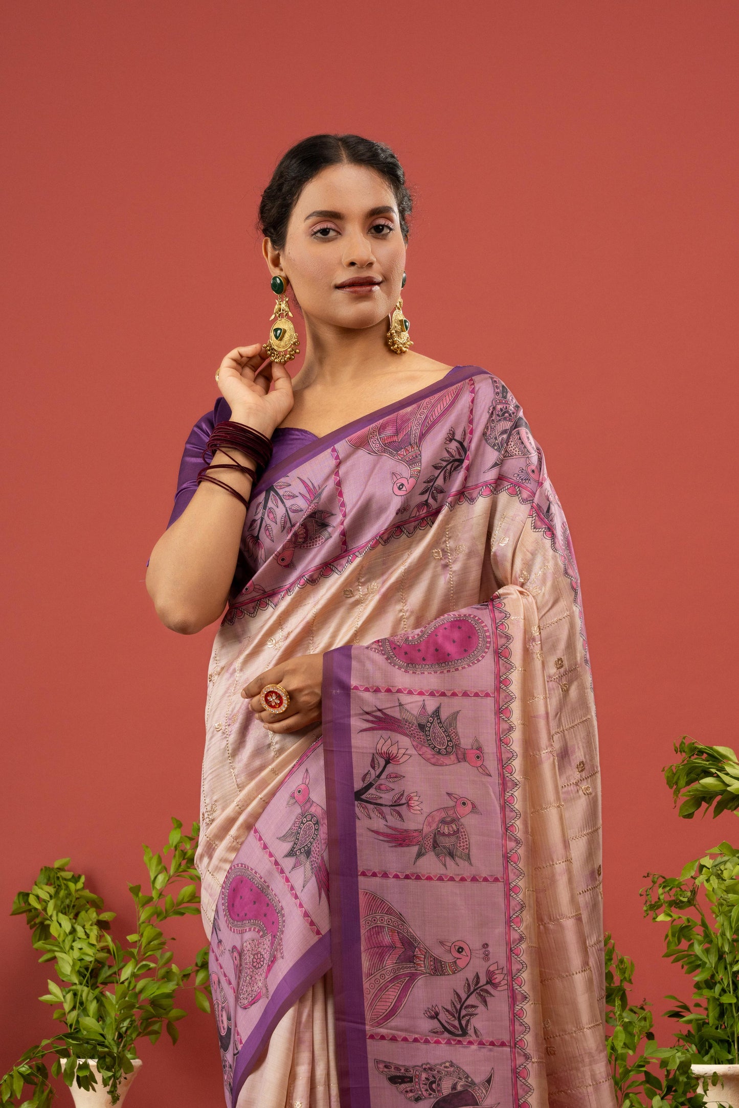 LAVENDER LILAC KALAMKARI SAREE