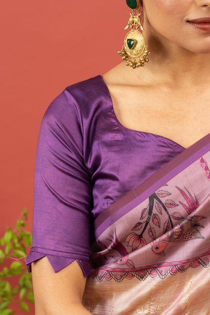 LAVENDER LILAC KALAMKARI SAREE