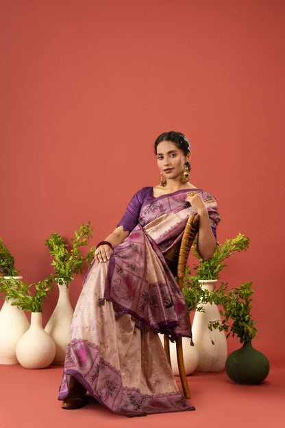 LAVENDER LILAC KALAMKARI SAREE