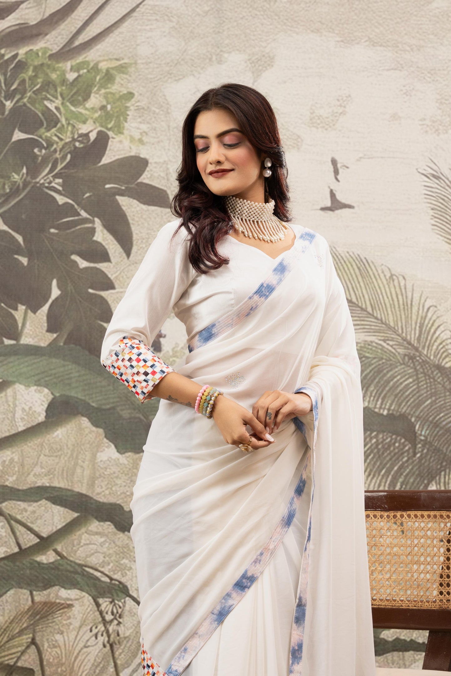 CELESTIAL PEARL WHITE ARTISAN SAREE
