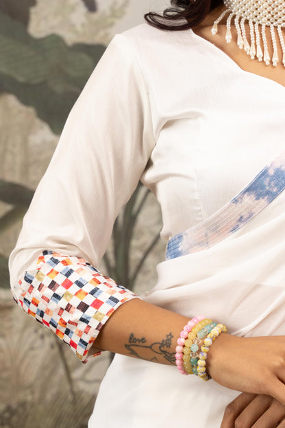 CELESTIAL PEARL WHITE ARTISAN SAREE