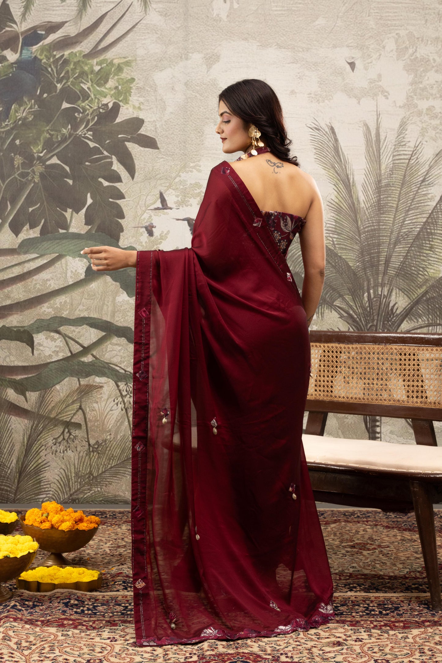 ROYAL BURGUNDY ARTISAN SAREE