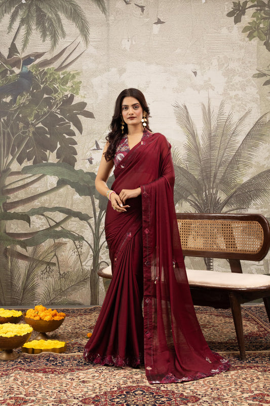 ROYAL BURGUNDY ARTISAN SAREE