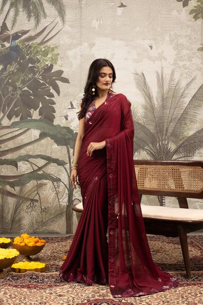 ROYAL BURGUNDY ARTISAN SAREE