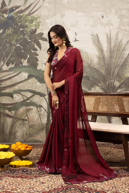 ROYAL BURGUNDY ARTISAN SAREE