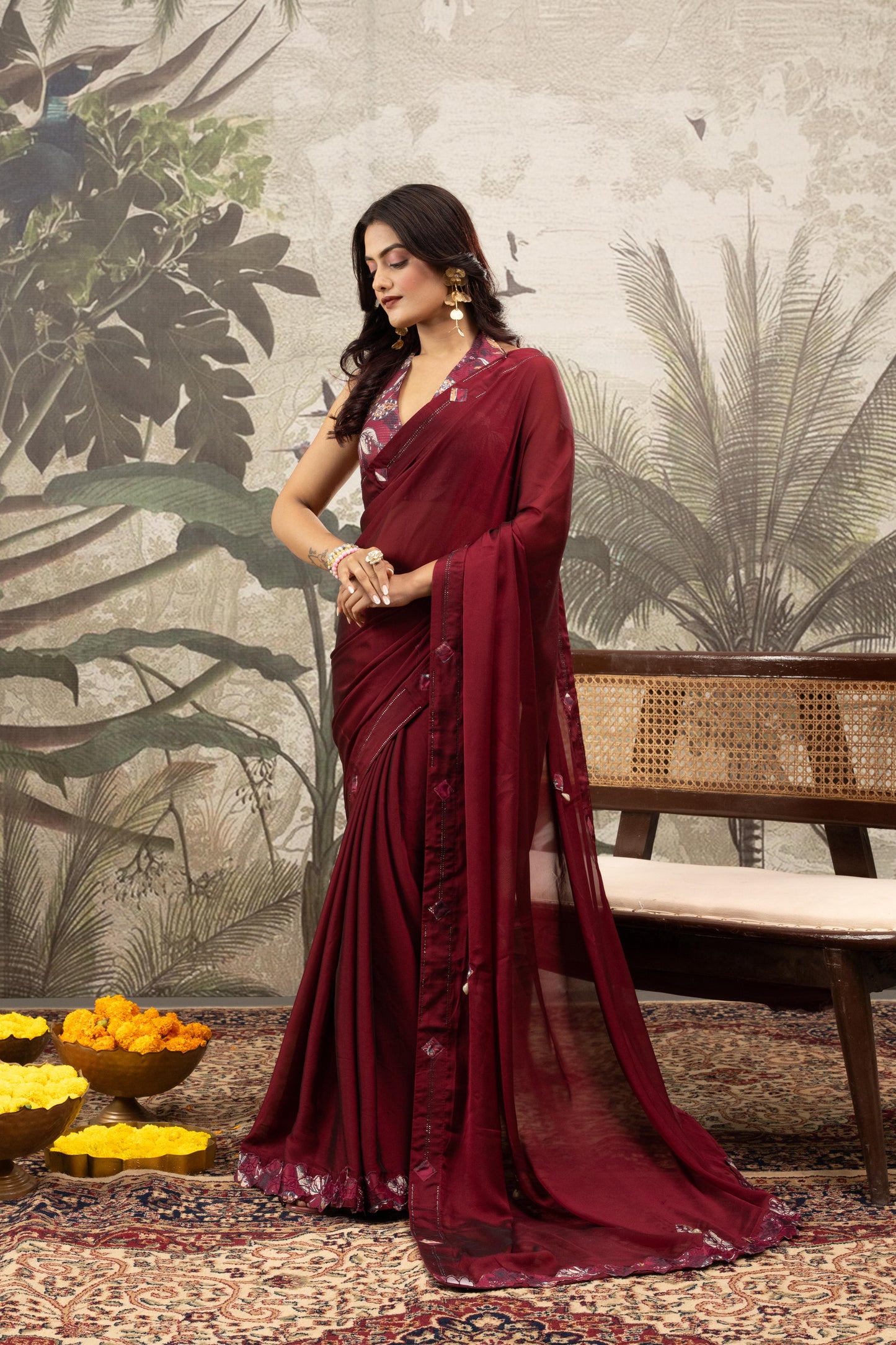 ROYAL BURGUNDY ARTISAN SAREE