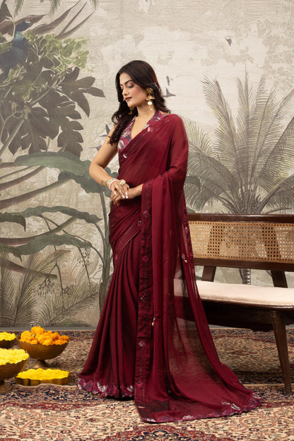 ROYAL BURGUNDY ARTISAN SAREE