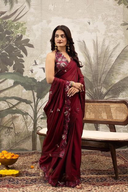 ROYAL BURGUNDY ARTISAN SAREE