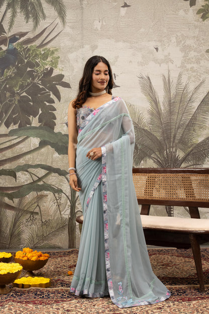 MIST BLUE ARTISANAL SAREE