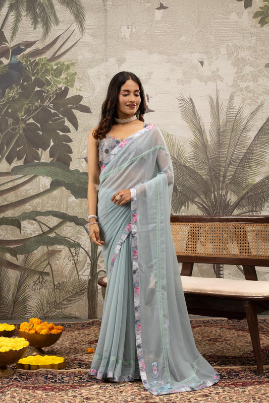 MIST BLUE ARTISANAL SAREE