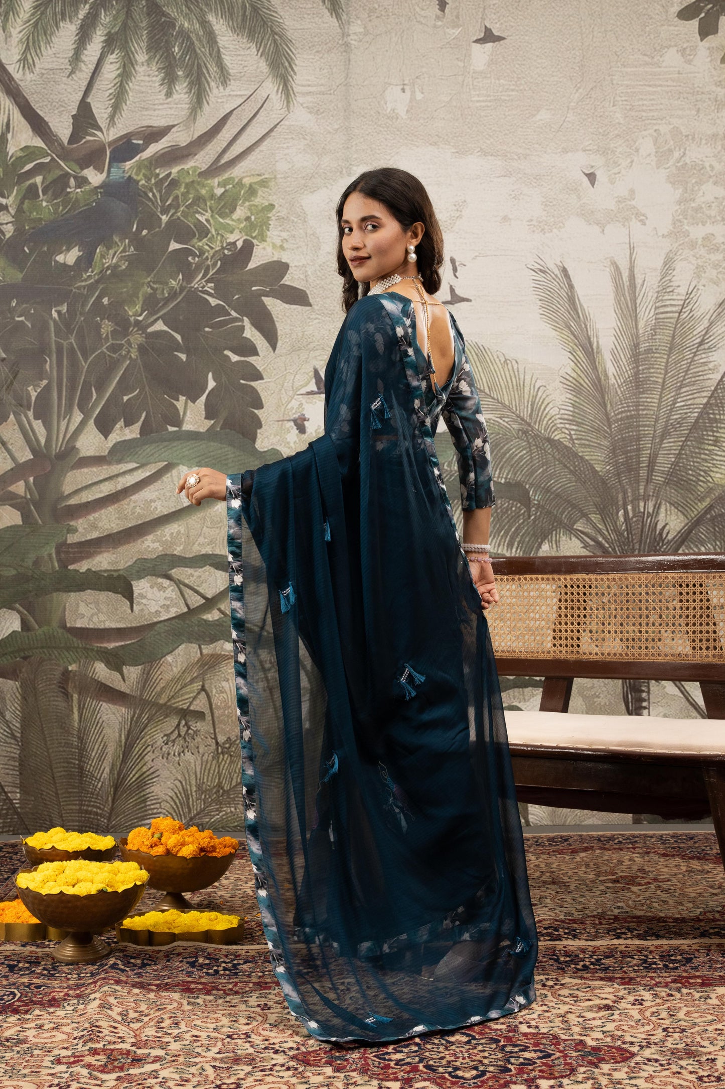 MIDNIGHT TEAL ARTISANAL SAREE