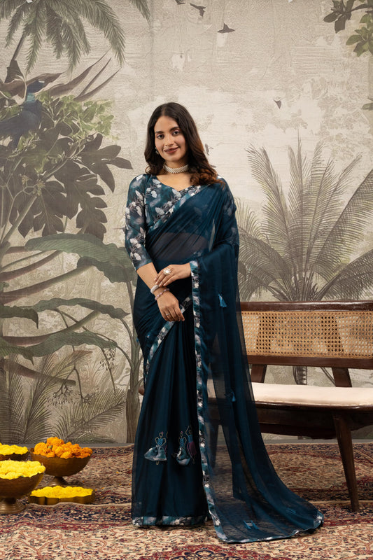 MIDNIGHT TEAL ARTISANAL SAREE