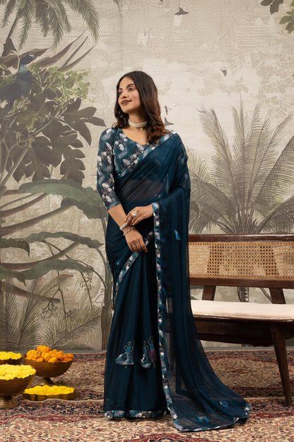 MIDNIGHT TEAL ARTISANAL SAREE