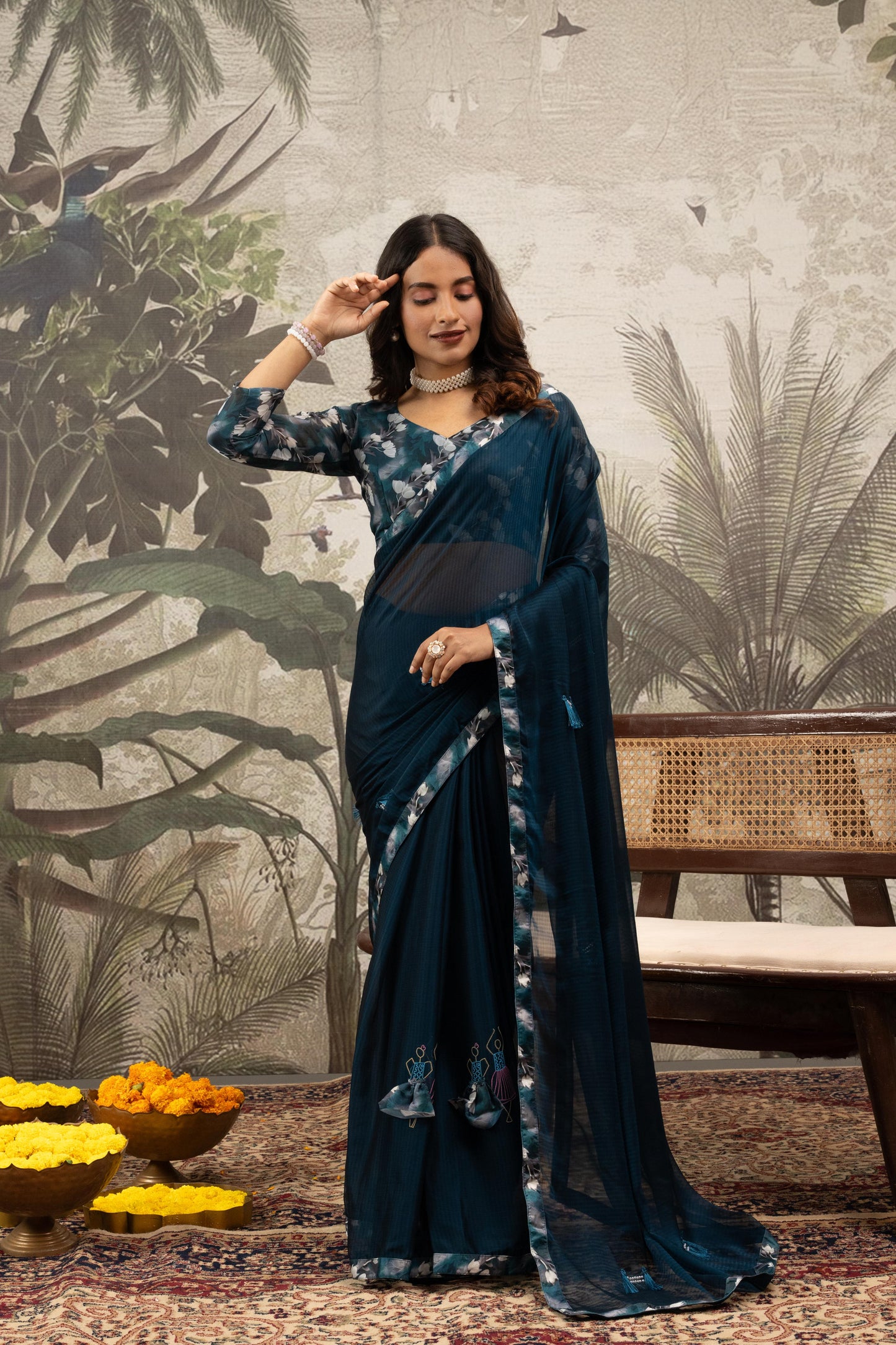 MIDNIGHT TEAL ARTISANAL SAREE